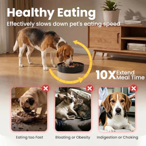 Ceramic Slow Feeder Dog Bowls 1.6 Cups for Medium & Small Fast Eaters,Black - color: Black, size: M - 1.6 Cups
