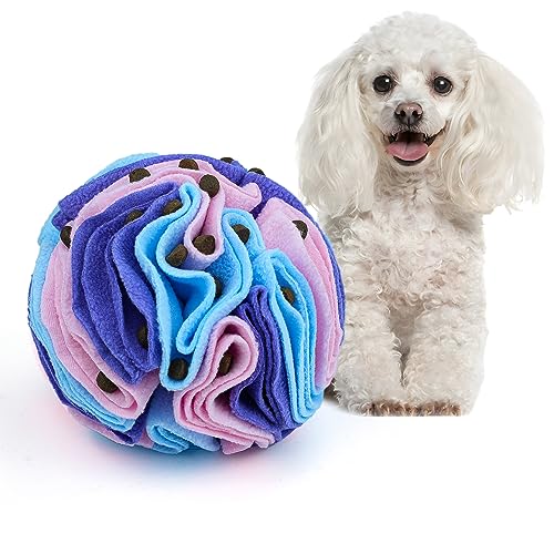 Pet Snuffle Ball, Puzzle Sniffing Interactive Dog Ball for Blind Dogs Training Stress Relief Dog Enrichment Toys Treat Machine Washable (15cm, Macarons Color) - color: Macarons color, size: 15cm