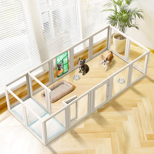 FXW AuraSpace Clear Acrylic Indoor Dog Playpen, 30" H, 16 Panels, White - color: White, size: 30"H