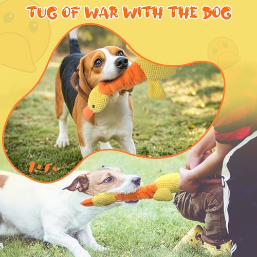 TwoEar Duck Dog Toy with Crinkle Paper, Interactive Tug of War Dog Toy
