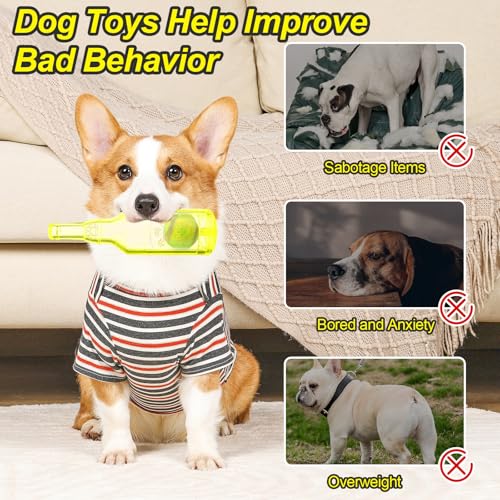 Water Bottle Dog Toy for Aggressive Chewers, Cute Squeaky Indestructible Water Bottle Dogs Chew Toys for Medium/Small Dogs Interactive Dog Toys to Exercise and Accompany (Yellow) - color: Yellow