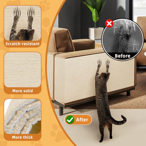 4Pack Cat Scratch Furniture Protector, Self-Adhesive, Off-White - color: Off-white, size: 4 Pack