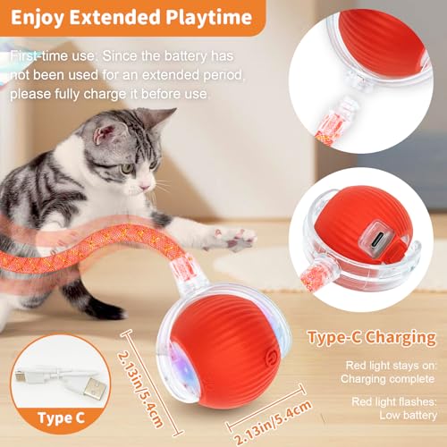 Cat Toys for Indoor Cats Smart Automatic Ball Moving Chase Dogs Toy, Red - color: B1-Red Dragonfly
