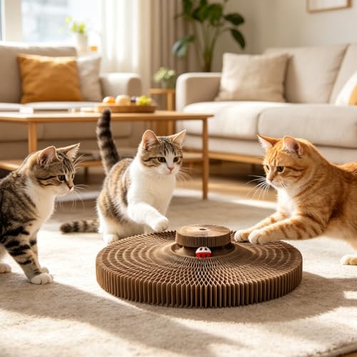 Cat Scratcher, Interactive Cat Toys for Indoor Cats Cardboard Scratch Pad