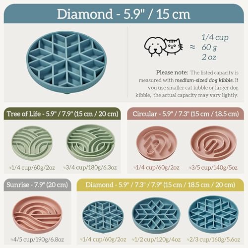 OHMO Slow Feeder Dog Bowl, 5.9" Lick Mat for Dogs, Diamond, Coral - color: Coral