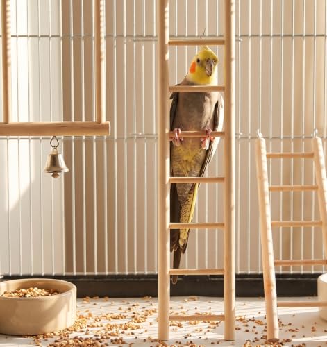 2 Pack Bird Ladder, Bird Cage Ladder Wooden 36 cm & 28 cm