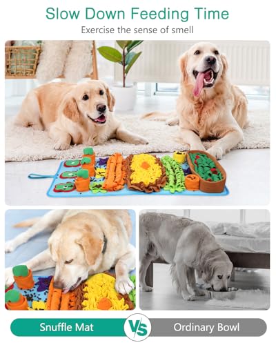 ORIA Snuffle Mat for Dogs, 4 Squeaky Carrots, Machine Washable, 32''x20'' - size: 32x20 inch