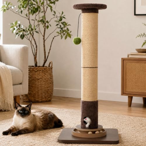 36" Cat Scratching Post, Extra-Thick Natural Sisal Scratcher Post