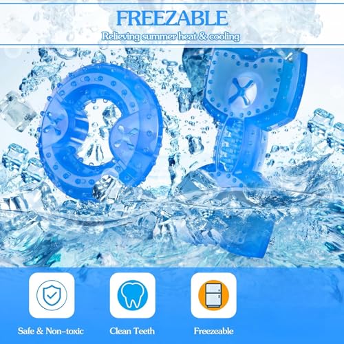 Hungdao 2 Pcs Freezable Puppy Teething Toys Ice Ring, Freezable Dog Toy