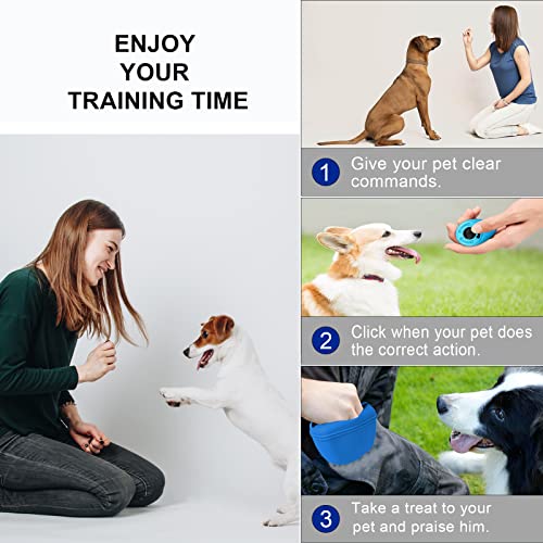 Left&Right Dog Clicker Training Kit,Silicone Dog Training Treat Pouch and Dog Clickers,Dog Treat Bag with Clicker Training for Dogs,Pet Treat Bag with Magnetic Buckle Closing and Waist Clip,Navy Blue - color: Navy Blue