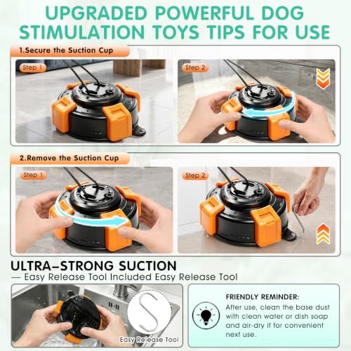 Fuufome Suction Cup Dog Toys for Medium Large Aggressive Chewers - color: Orange
