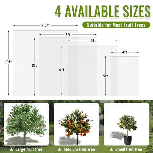 2 Pack Fruit Tree Netting Bags with Zipper and Drawstring, 8 x 8ft Ultra Fine Mesh Garden Netting Plant Cover, Bird Netting for Blueberry Bushes, Fruit Trees, Flowers (White, 8 x 8 ft) - color: White, size: 8 x 8 ft