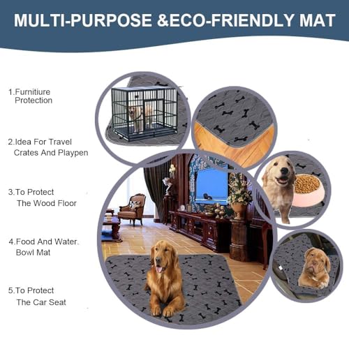 Washable Dog Pee Pads with Free Grooming Gloves,Non Slip Dog Mats with Great Urine Absorption,Reusable Puppy Pee Pads for Whelping,Potty,Training,Playpen - size: 48x72 Inch (Pack of 1)