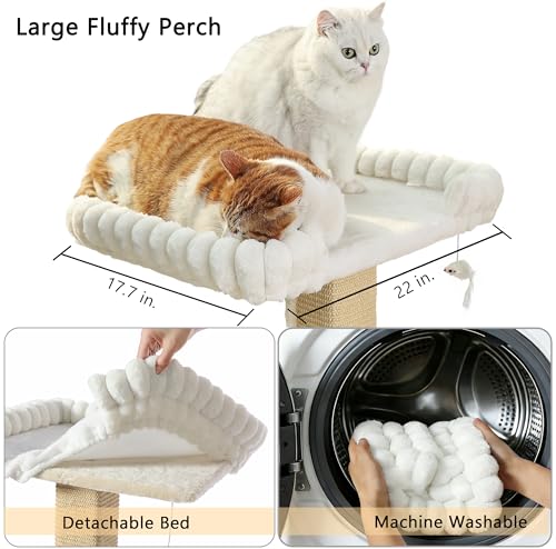 Cat Scratching Post with Large Window Perch, 47-Inch Tall Sisal Cat Tree - size: extra-large