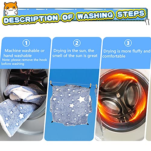 LEFTSTARER Noctilucent Luminous Guinea Pig Rat Hammock Bunkbed Hanging Tunnel and Soft Bed Mat for Ferret Hedgehog Squirrel Hideout Cage Accessories (6.Bunkbed Hammock Cloud&Star) - color: 6.Bunkbed Hammock cloud&star