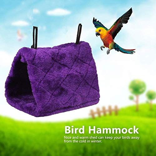 2 Pack Warm Bird Nest House Bed Hanging Hammock Toy Sleeping Bed Plush Hanging Snuggle Cave Happy Hut for Pet Parrot Parakeet Cockatiel Conure Cockatoo African Grey Macaw(Purple) - color: Purple
