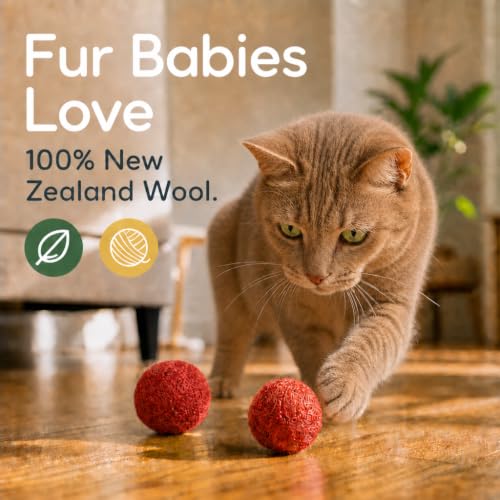 Wool Cat Toys, Felt Toy Balls, Red, 6PCS - color: Red