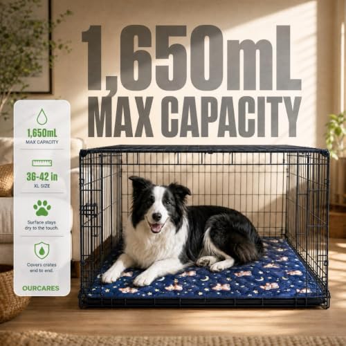 Washable Pee Pads for Dogs, Leak-Proof Reusable Crate XL, 39x28 - color: Blue, size: 39''X28"