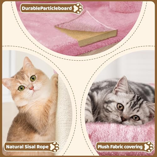 Yaheetech 23.5in Small Low-Profile Cat Tree Condo with Scratching Posts - color: Pink