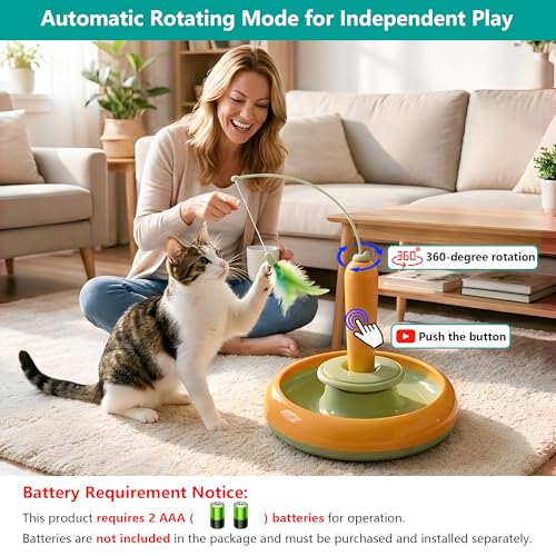 Detachable Interactive Cat Toy | Handheld Teaser Wand/Floor Play Dual-Use, Indoor Cat Toy