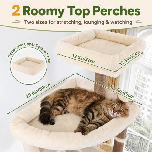 Globlazer Extra Tall Cat Tree for Large Cats, Heavy Duty Tower, F83C - color: Beige