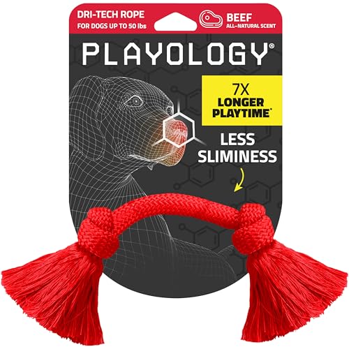Playology Tug Rope Dog Toys for Medium Dogs - Medium, Beef Scent - size: Medium, style: Beef