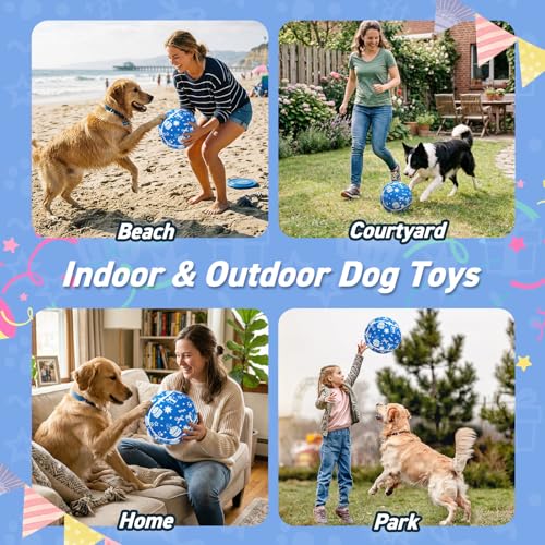 QDAN Dog Gifts, Puppy Dog Birthday Toys, Tennis Ball for Dogs, 9.5 Inch - color: Blue-gift