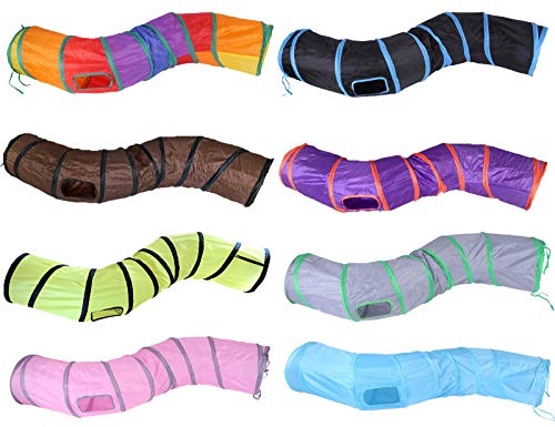 iCAGY Cat Tunnel Toys for Indoor Cats Kittens Rabbits, Pet Toy Play Tunnels - color: Rainbow