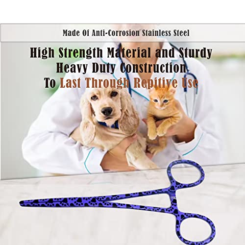 Dog Pet Ear/Nose Hair Puller Grooming Hemostat Locking Forceps Pliers, 5.5" (14cm), Straight (Purple Paws) - color: Purple Paws