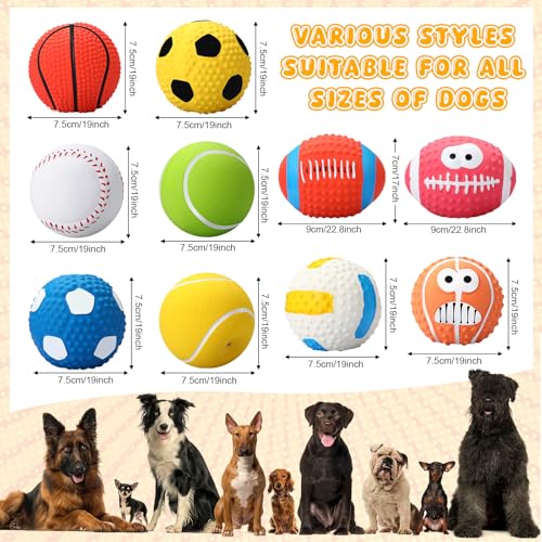 Gemscream 10 Pack 2.4" Squeaky Latex Dog Toys for Small Medium Puppy
