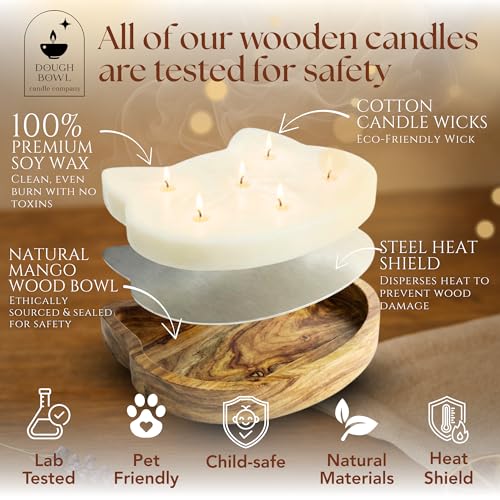 Dough Bowl Candle Co. Pet Odor Eliminator for Home - 10x10 Large Cat-Shaped Odor Absorber, 6 Wick Soy Wax Scented Candles, Pet Deodorizer Aromatherapy Candle with 70H Burn Time for Cat or Dog Smell - style: Cat Candle