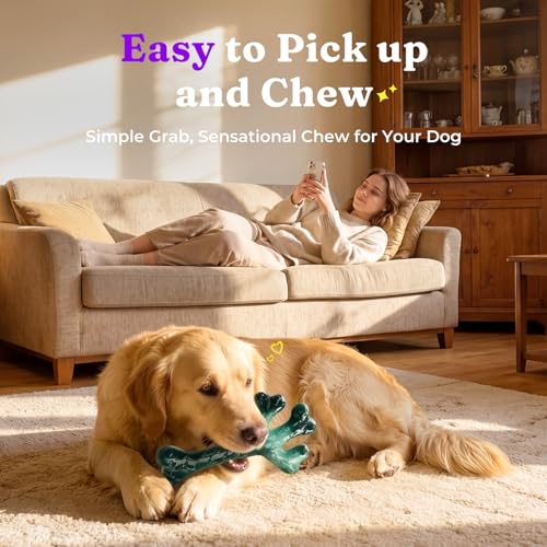 Frienhund 2-Pack Tough Dog Chew Toys for Aggressive Chewers, Beef, 20-90 Lb - color: Green & Purple-2-Pack