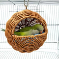 Rattan Bird Nest for Cage Hanging Parakeet Bed Hammock Hideout - style: Half-circular opening