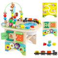Activity Table for 1 Year Old Montessori Educational Learning Toys for 1 2 Year Old Girls Boys Toddlers Baby 12-18 Months 1st First Birthday Gifts 10 in 1 Wooden Bead Maze Sensory Center Toys