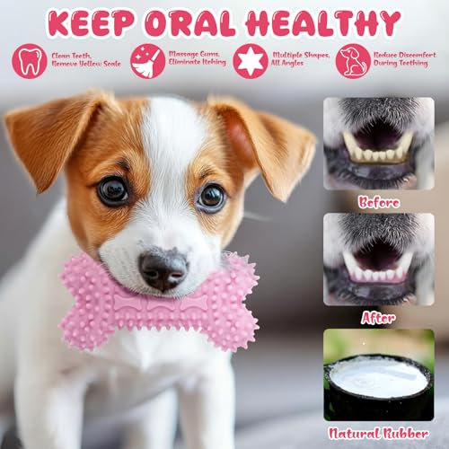 9pcs Pink Puppy Toys for Teething Treat Interactive to Keep Them Busy - color: Multicolor