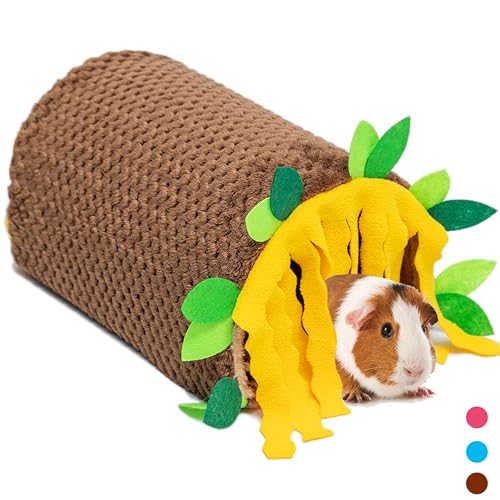 PAWNISAW Guinea Pig Hideout, Washable Fleece Tunnel House & Cage Tube - color: Brown