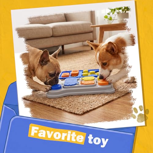Dog Puzzle Toy, Dog Enrichment Toys, Level 1 Interactive Treat Dispensing Toy for Dogs, Slow Feeder for Mental Stimulation, Non-Slip Base, Detachable Easy-Clean Tray, Blue - color: Blue