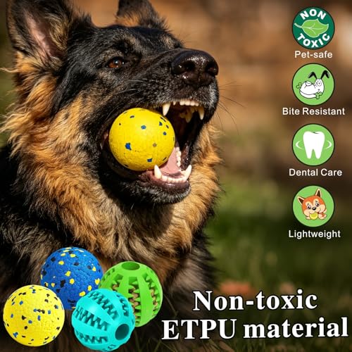 Idepet Dog Toy Ball Tennis Balls for Aggressive Chewers,Nontoxic Bite Resistant Toys ETPU High-Bounce Floating Fetch Toys for Teething for Small Medium Dogs (Bluegreen&BlueYellow, 4 Balls-2.75in) - color: BlueGreen&BlueYellow, size: 4 Balls-2.75in