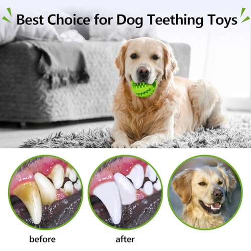 Treat-Dispensing Dog Toys: 2Pack Dog Balls for Teething - size: 2.8in for Small & Medium Dogs