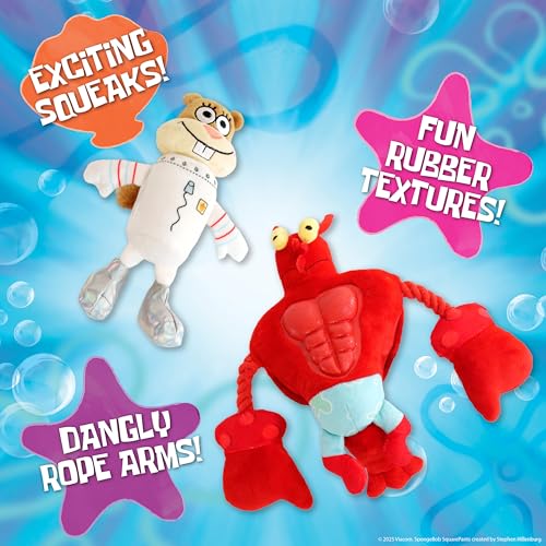 SpongeBob SquarePants, Squeaky Plush Dog Toys, Larry & Sandy, 2-Pack - style: Larry and Sandy