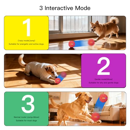 Interactive Smart Moving Dog Ball Toy, E-TPU for S/M Dogs - color: Red, size: 2.8 inches
