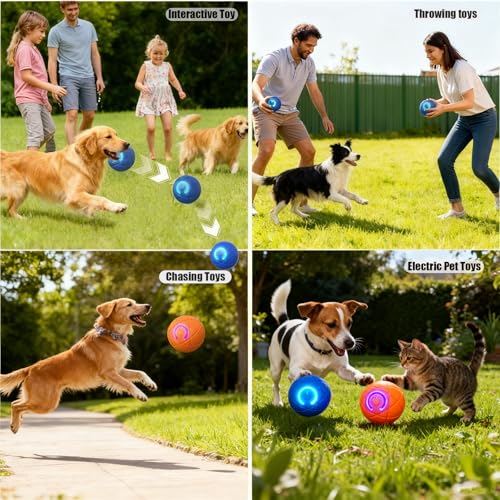 Valentines Day Gifts Dog Balls Interactive Dog Toys 2pc Shaky Ball Toy for Dogs Electric Rolling Pet Toy Dogs ball launcher Dog Chew Toys Rolling Balls for Do gs Smart Jumping Ba ll Training Jolly Toy - color: Orange Blue