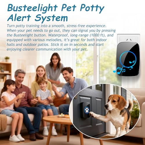 Edge Touch Dog Bell – Blk Wireless Dog Door Bell (1 Bell & 1 Chime) - color: 1 Bell & 1 Receiver