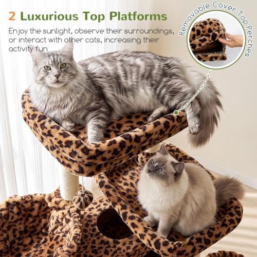 Globlazer Large Cat Tree 72in Tall Cat Climbing Tower, F72G, Leopard Print - color: Leopard Print