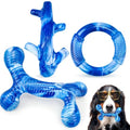 Furdog 3Pack Dog Toys for Aggressive Chewers Dog Chew Toy Tough Dog Toys to Keep Them Busy Bacon Flavor Teething Chew Toys & Dental Health for Large Medium Small Breeds (Blue) - color: Blue