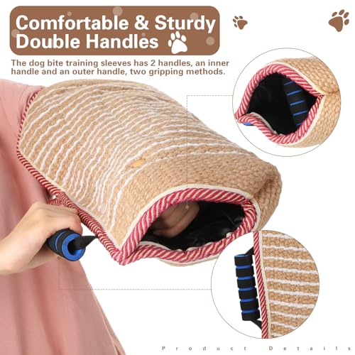 Leyndo 4 Pcs Dog Training Sleeve Set with Tug Pillow Stick Ball, Red - color: Red