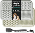 Azyh Licking Mat for Dogs & Cats 2 Pack, Slow Feeder Lick Pat for Large Dogs and Puppies, Anxiety Relief Dog Toys Feeding Mat for Butter Yogurt Peanut, Pets Bathing Grooming Training Mat (9.9'' × 6'') - color: Grey&Beige