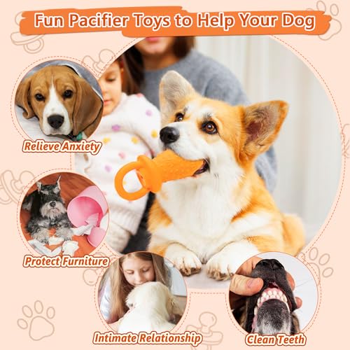 Latex Chew Dog Toys, Novelty Squeaky Pacifier Dog Toys, 5.2" Durable Pacifier Dog Chew Toys for Small and Medium Dogs(Orange,1 Pcs) - color: Orange