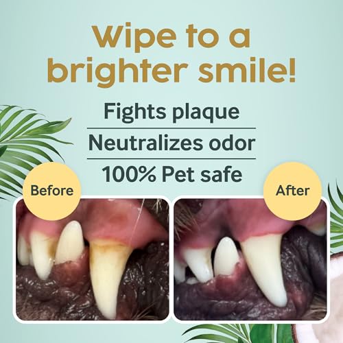 Cocopup Dog & Cat Dental Wipes, Coconut Oil Finger Toothbrush Cleaner