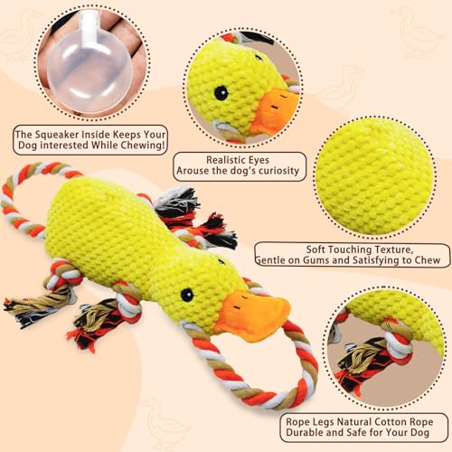 YZHDUXIU Tug of War Dog Toy, Squeaky Dog Toys Interactive Duck Puppy Toys - color: Yellow Duck